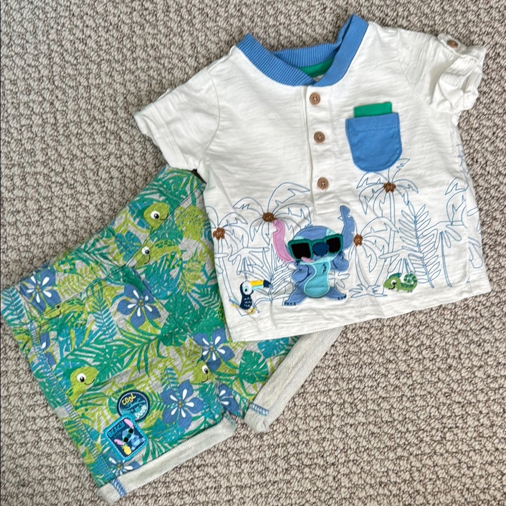 Limited Edition Stitch Themed Baby Outfit with Shorts